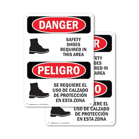 Signmission 18 in Height, 12 in Width, Plastic, Rectangle, Bilingual OS-2PACK-DS-P-1218-VS-1568